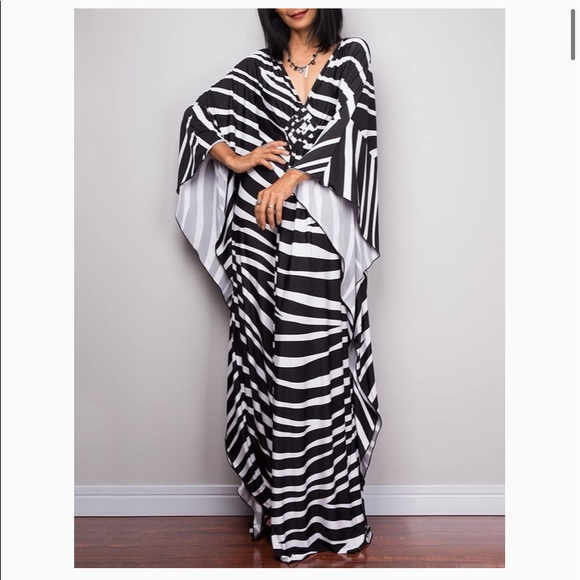 Chiffon Kaftan Beach Dress Caftan Swimsuit Cover Ups (BNIP) - Picture 2 of 6